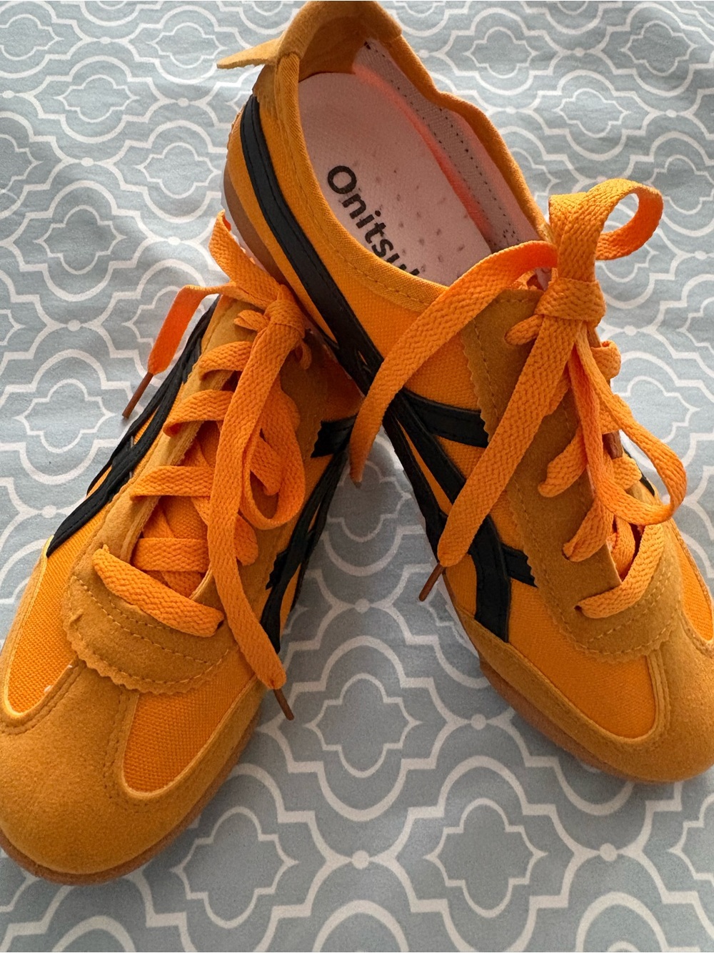 Onitsuka Tiger by Asics Kids Bright Orange Sneakers with Black Stripes